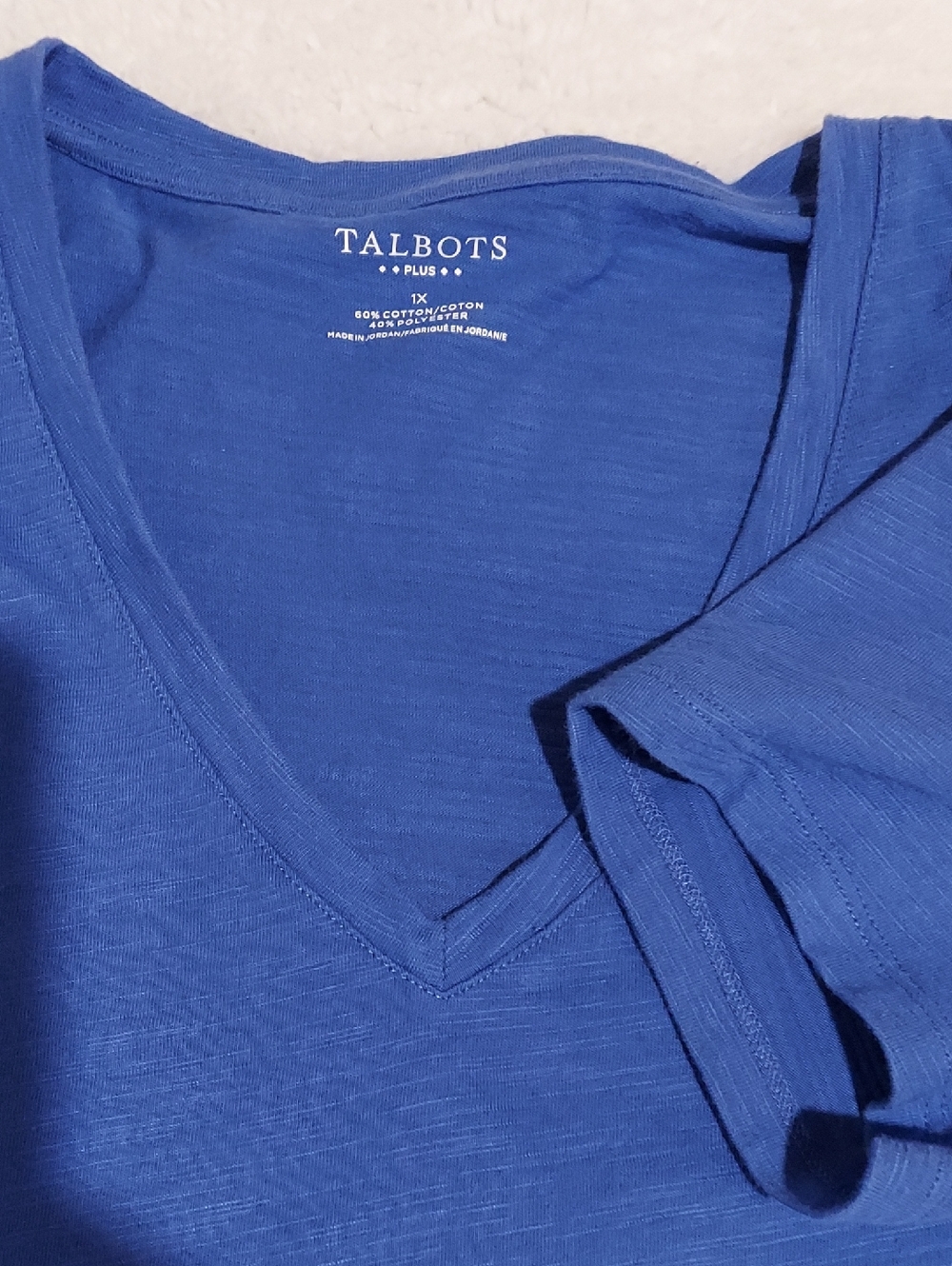 Talbots Plus Royal Blue V-Neck Tee